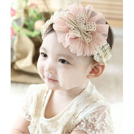 Kids Baby Flowers Headband Lace Bow Hair Wear Hairband Ribbon