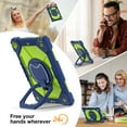 thumbnail image 4 of SaniMore Case foriPad 10.2 inch 9th/8th/7th Generation (2021/2020/2019), Shockproof Bumper Shoulder Strap 360° Rotating Handle Bracket + Pencil Holder Tri-layer Hybird Anti-drop Kids Shell, Navy+Green, 4 of 8