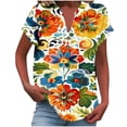 thumbnail image 2 of Jjayotai Womens Golf Polo Shirts, V Neck Short Sleeve T Shirt, Lightweight Moisture Wicking Polo, Casual 2 Buttons Outfits, Bohemian Clothes for Women Plus Size Beige^ XXXL, 2 of 5