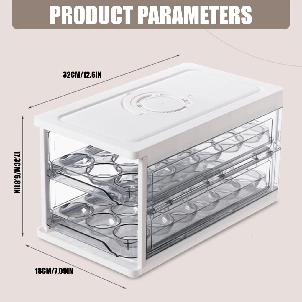 HannLk Eggs Holder 2 Layer Foldable Eggs Container with Lid Handle Clear Eggs Tray