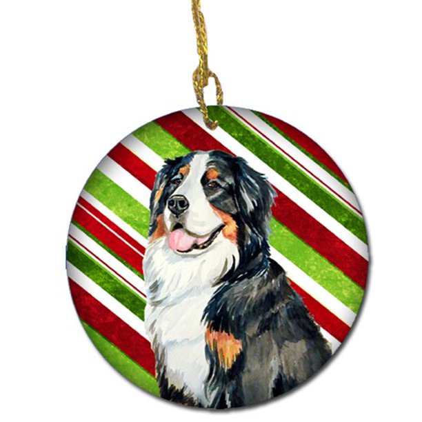Bernese Mountain Dog Candy Cane Holiday Christmas Ceramic Ornament