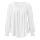 thumbnail image 3 of Camiseta de manga larga con cuello cuadrado plisado jacquard de color liso para mujer - Mezcla 90 % poliéster - Para todas las estaciones - S-XXL, 3 of 4