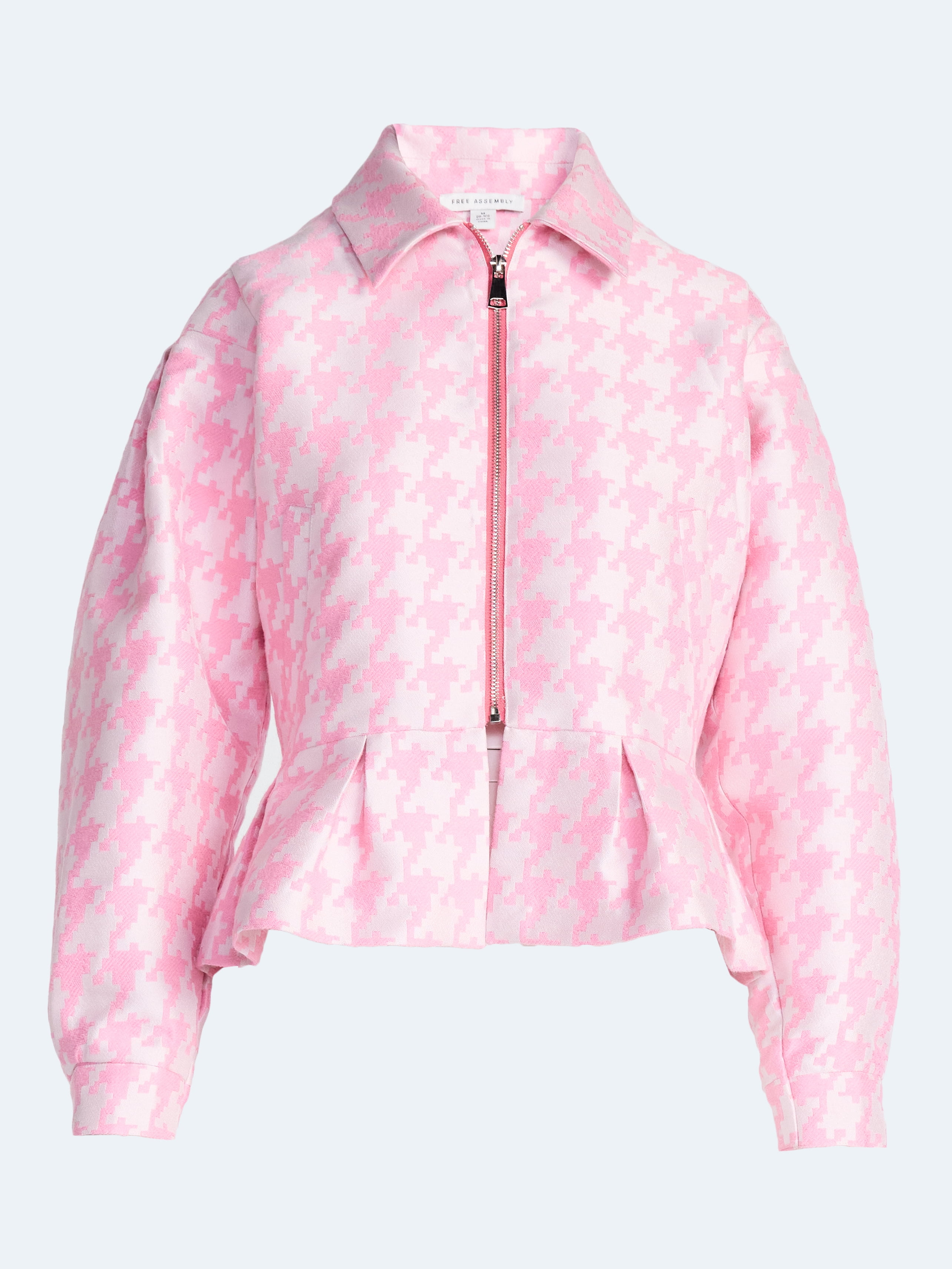 Free Assembly Women's and Women's Plus Houndstooth Peplum Jacket