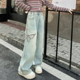 thumbnail image 5 of breaise Baggy Jeans for Girls Wide Leg Ripped High Waisted Denim Pants Cute Summer Trousers Y2K Streetwear 5-15Y, 5 of 7