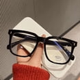 thumbnail image 1 of Artefacto de cara lisa Retro, montura negra esmerilada, montura grande, cara redonda, gafas adelgazantes, luz anti-azul, montura lisa a la moda femenina, 1 of 4