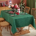 thumbnail image 3 of SASTYBALE Christmas Tablecloth Jingle Bells Holly Berry Jacquard Waterproof Wrinkle Free Damask Table Cloths, Fabric Table Cover for Xmas, Holiday, Winter, Party, 3 of 7