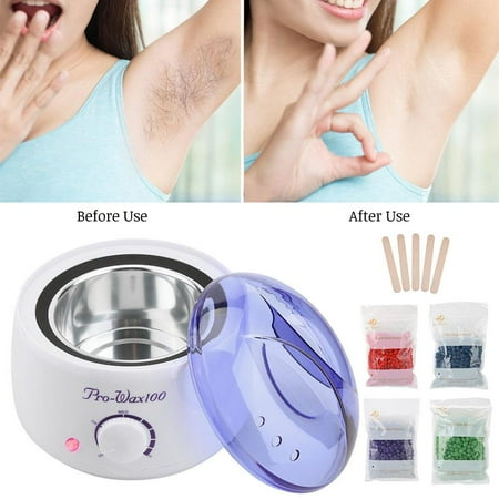 Wax Paraffin Bar - WALFRONT Professional Electric Wax Heater Kit, Wax Pot Warmer Machine + 400g Waxing Beans + 5Pcs Depilatory Spatulas, Paraffin Depilatory Wax Heater Set US Plug