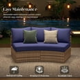 thumbnail image 5 of Jocisland Patio Conversation Set, 3 Piece Half-Moon Sectional Round Patio Furniture Set, Wicker Sofa Set, for Backyard Patio Garden, Blue, 5 of 6