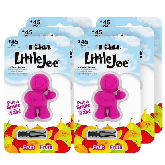 Little Joe 96404-6PK Fruit Scent, Car Air Freshener, Clips to A/C Air Vent, Alcohol-Free Fragrance Oil, Non-Hazardous and Non-Toxic Plastic, Set of 6