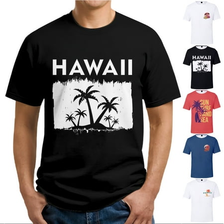 

MLFU Summer Hawaii Plus Size Crewneck T-Shirt Athletic Tops Shirt For Women Men