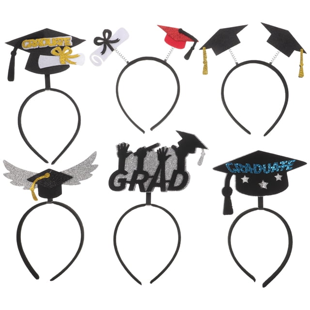 CIMAXIC Party 6Pcs Graduation Headband Decorative Graduation Party Hair Hoop Photo Prop for Gift,8.86"X6.69"X0.2"