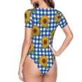 thumbnail image 3 of Uemuo Sunflowers Pattern Women's One Piece Short Sleeve Swimsuit Rash Guard Surfing Modest Quick-drying Swimsuit Beach Essentials-, 3 of 9