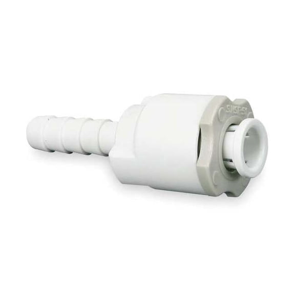 Push-Fit Adapter Fitting, 1/4 in Tube Size, Acetal, White, 10 PK