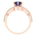 thumbnail image 4 of 1.52 ct Brilliant Round Cut Blue Sapphire 14k Rose Gold Solitaire with Accents Engagement Bridal Wedding Ring Band Set size 7.5, 4 of 7