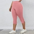 thumbnail image 6 of Women Capris Under $5! Cagogo Plus Size Capri Leggings for Women High Waisted Tummy Control Comfy Yoga Pants Buttery Soft Casual Summer Stretch Athletic Workout Capris, 6 of 9