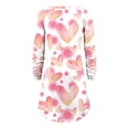 thumbnail image 5 of Pompotops Robe Mini Ample Confortable à Imprimé Cœur pour Femmes, Col Rond, Manches Longues, Épaules Dénudées, 5 of 5