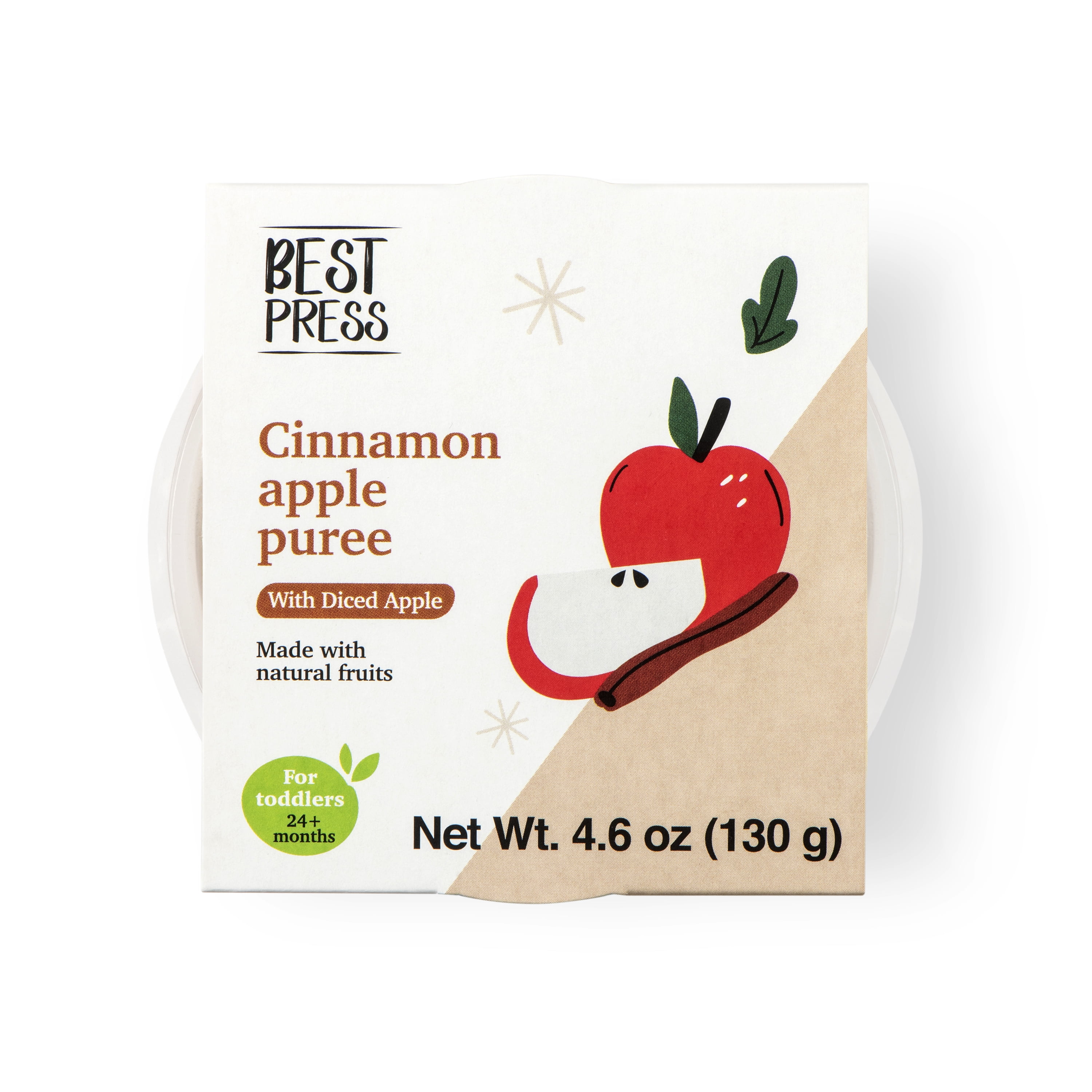 Best Press Fresh Baby Food, Apple, Apple Dices and Cinnamon, For Toddlers 24 Months Plus, 4.6 oz Tub
