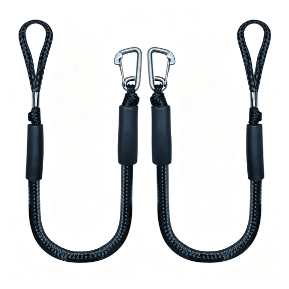 LADYGYM 4 Feet Bungee Dock Line Mooring Rope 2-Pack for Docking with Stainless Steel Clip Accessories for Boats Pwc,Built in Snubber,Kayak,Watercraft Jet Ski,Pontoon,Canoe,Power Boat
