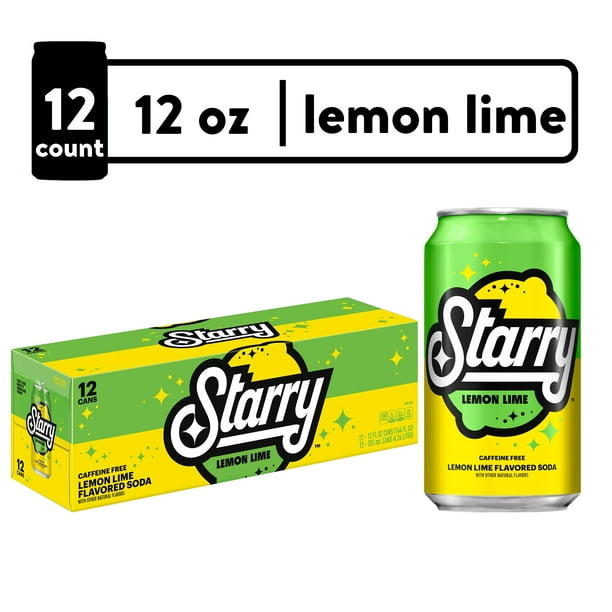 Starry Lemon Lime Flavored Soda Pop 12 Fl Oz, 12 Pack Cans