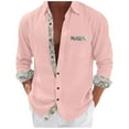 thumbnail image 2 of Mgmyaa Men's Cotton Linen Top, Stylish Personalized Casual Patchwork Printed Shirt for Men, Men's Button Down Shirts, Men's Clothing, 2 of 6