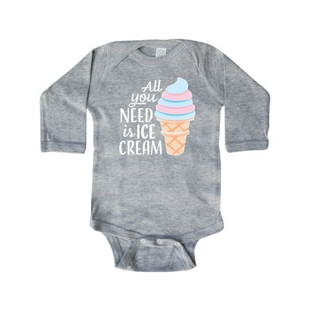 

Inktastic All You Need is Ice Cream with Ice Cream Cone Gift Baby Boy or Baby Girl Long Sleeve Bodysuit
