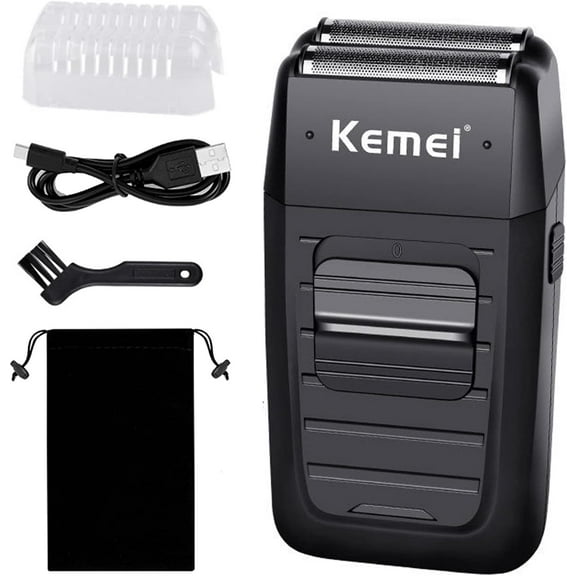 kemei Men's Reciprocating Cordless Razor Electric Rechargeable Razor Precision Beard Sideburn Trimmer Razors Twin Blade Multifunction Grooming Razor