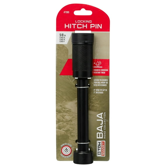 Tow Smart Barrel Receiver Lock, 1/2in and 5/8in Pin, 4in Span, Black, 7305, Includes 2 Keys