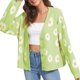 thumbnail image 2 of Abrigo de punto con margaritas pequeñas Abrigo de suéter informal Ropa femenina suave (azul claro encendido FLhrweasw Para estrenar, 2 of 4