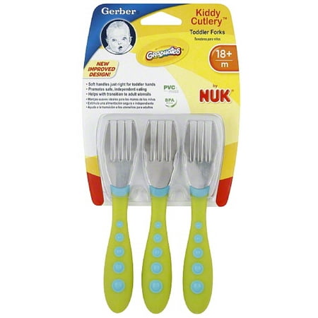 Gerber Graduates Kiddy Cutlery Toddler Forks,  Colors may vary 3 (Best First Cutlery For Baby)