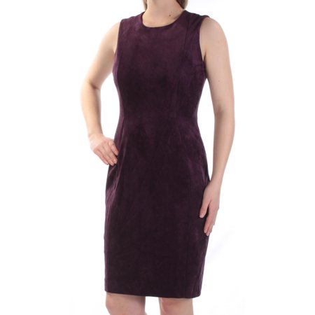 CALVIN KLEIN $159 Womens New 1294 Purple Textured Sleeveless Sheath Dress 6 B+B