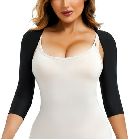 

Eleady Slimming Arm faja For Women Sleeves Lipo Post Surgery Compression Arm Sleeves Posture Corrector Tops Shapewear(Black Medium)