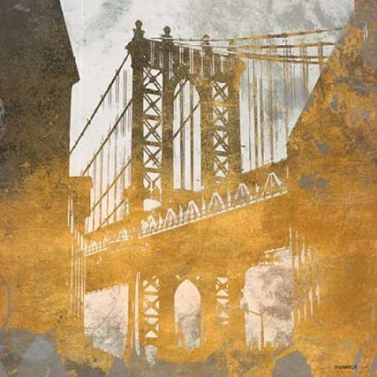 NY Gold Bridge at Dusk II Canvas Art - Dan Meneely(24X24)