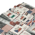 thumbnail image 4 of Shower Curtain, world Stamp Pattern Waterproof Fabric Plastic Shower Curtain, Drying Fast Bathroom Curtain with 9 Buttonholes, Ruffle Shower Curtain 60x72in, 4 of 8
