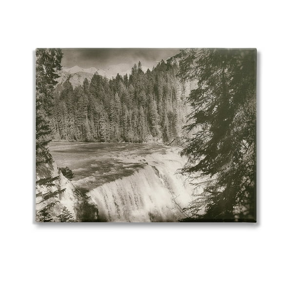 Stupell Industries Woodland Waterfall Photography Landscape Photography Gallery Wrapped Canvas Art Print Wall Art, 20 x 16