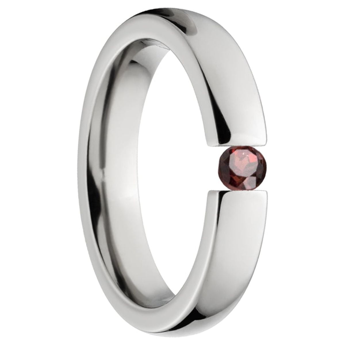 Ruby 4mm Stainless Steel Tension Set Ring
