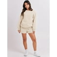 thumbnail image 4 of Women 2 Piece Outfits Sweatsuit Oversized Sweatshirt & Lounge Shorts 2023 Casual Cozy Pajamas Tracksuit Set, 4 of 18
