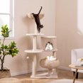thumbnail image 4 of Harmijoy 58 "Cat Tree, 5-Storey Cattail Cat Tower, With Sisal Scratch Post, Modern Cat Activity Center For Indoor Cats,  Apartment, Plush Hanging Ball, Detachable And Washable Cushion, 4 of 8