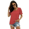 thumbnail image 5 of Womens Square Neck T Shirts Ruffle Trim Sleeve Casual Fashion Summer Tops, 5 of 5