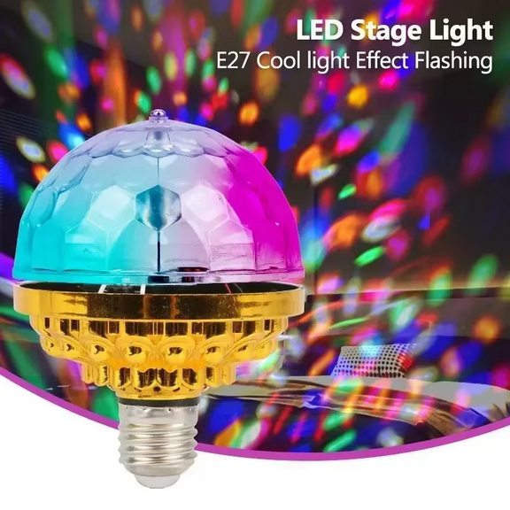 LED Colorful Rotating Magic Ball Light E27 Crystal Light Bulb Lamp With Sockets US Lantern Home Festival KTV Room Flash Light  Atmosphere Decor DJ Disco Party