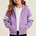 thumbnail image 2 of HAOTAGS Kids Hooded Sweatshirt (5-14) Winter Fleece-lined Zipper Warm Jacket Purple Size 13, 2 of 7