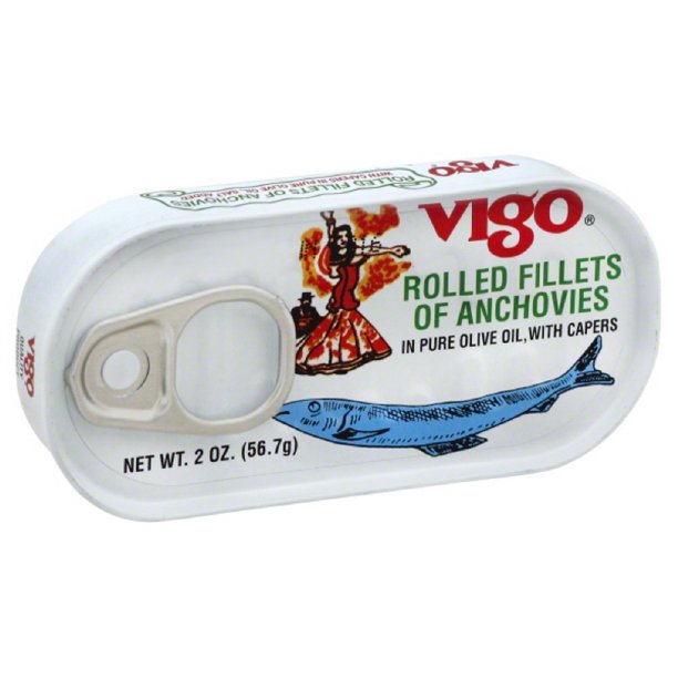 Vigo Rolled Fillets of Anchovies, In Pure Olive Oil, With Capers, 2 Oz