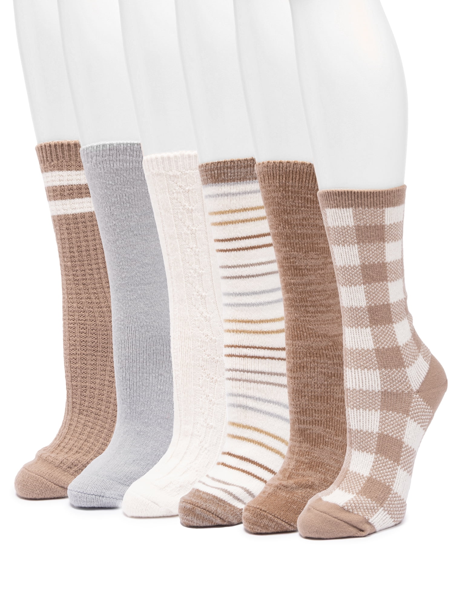 MUK LUKS Women's Fluffy Dream Crew Socks, 6-Pack, One Size
