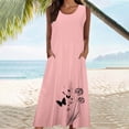 thumbnail image 4 of TIMIFIS Robes Maxi pour Femmes Robe d'Été de Plage Coton Lin Col Rond Sans Manches Longues Robes Grande Taille Camisole Chemises Robe avec Poches, 4 of 5