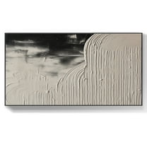 Brown and White Textured Wall Art Large Canvas Abstract Painting 3D Plaster Painting Contemporary Abstract Wall Art Modern Painting,(41*81cm)16*32 Inches,Unstretched,Frameless