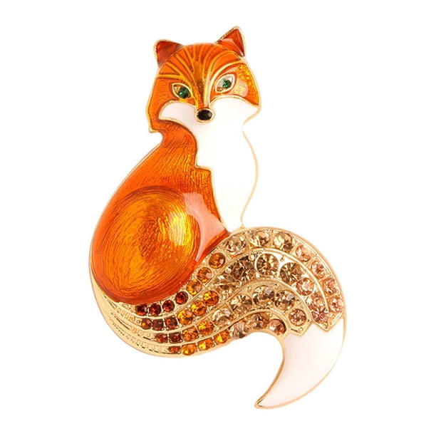 Broche de zorro esmaltado Sunnimix de aleación multicolor naranja