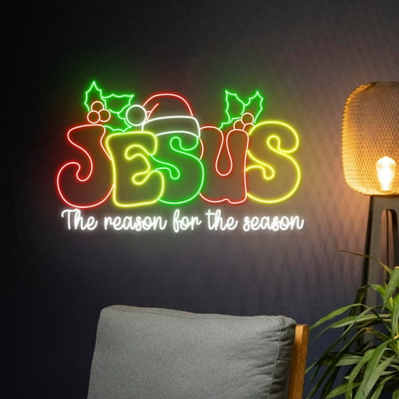 Handmadetneonsign Jesus The Reason For The Season Neon Sign, Christmas Led Light, Merry Christmas
