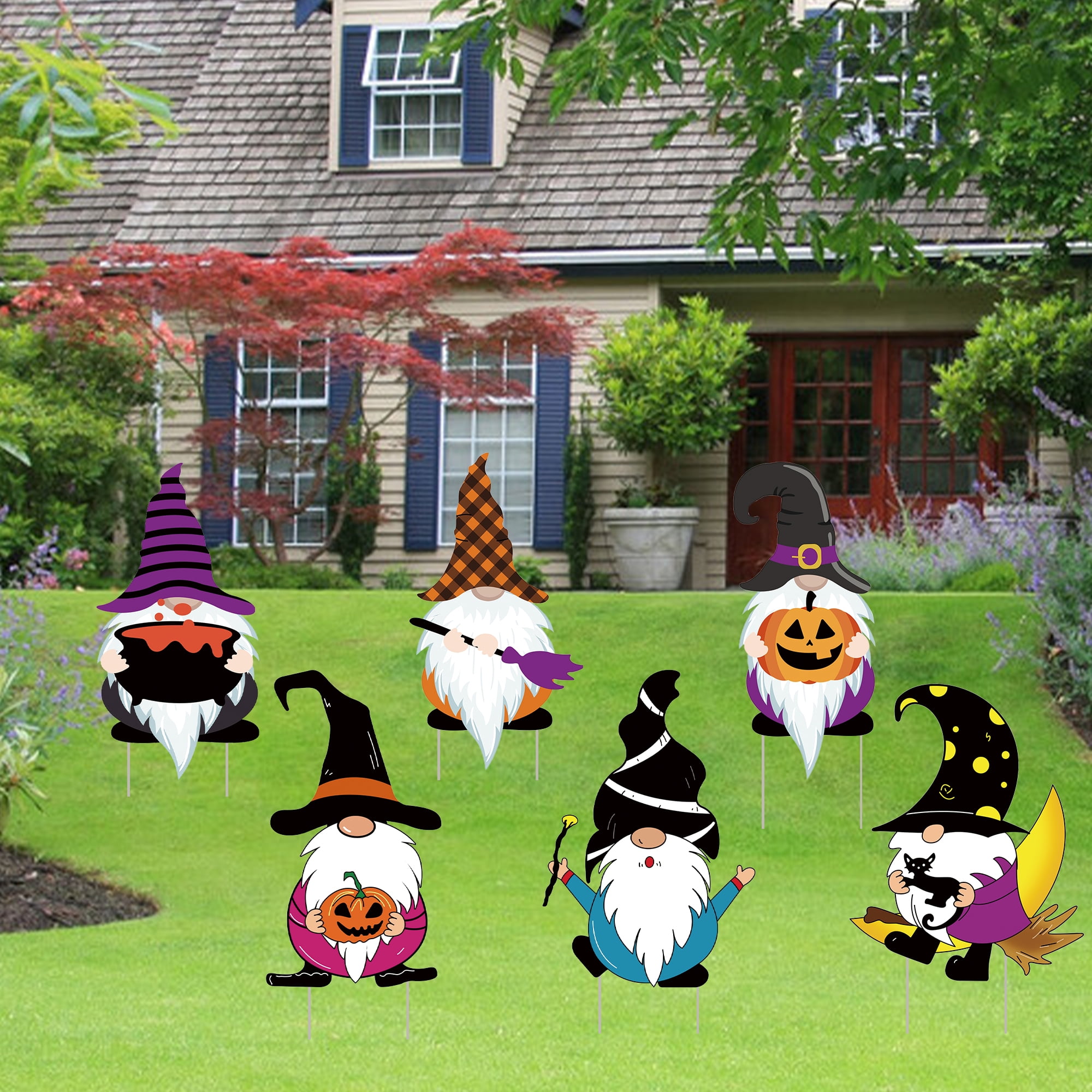 Halloween Yard Sign 6PCS Halloween Decoration Outdoor Cute Pumpkins Skeleton and Ghost Yard
