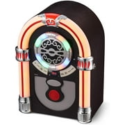 Jukebox de table rétro UEME avec lecteur CD, Bluetooth, radio FM, port d'entrée AUX et lumières LED à changement de couleur