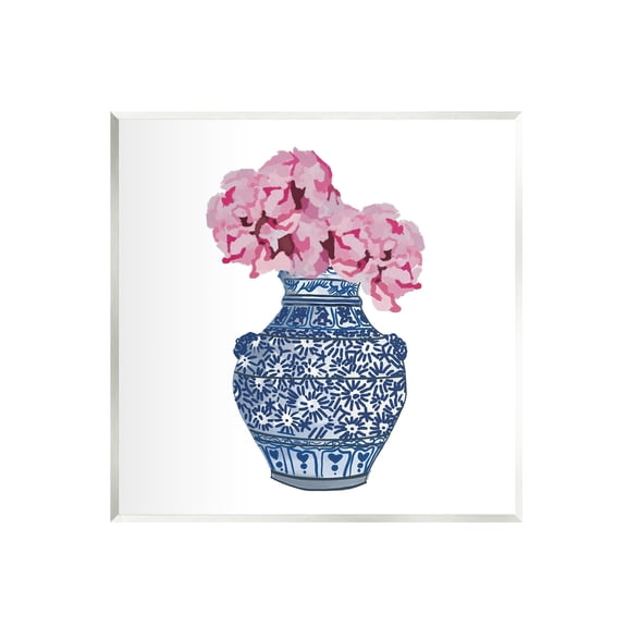 Stupell Industries Modern Floral Ikebana Arrangement Ornate Blue Vase Graphic Art Unframed Art Print Wall Art, Design by Amelia Noyes