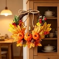 thumbnail image 4 of AYktou Fall Wreath with Artificial Maple Leaves Pumpkin & Berry, Artificial Floral Wreath for Front Door, Thanksgiving Halloween Wreath Autumn Garland Wall Farmhouse Holiday Outdoor Indoor Decor, 4 of 6